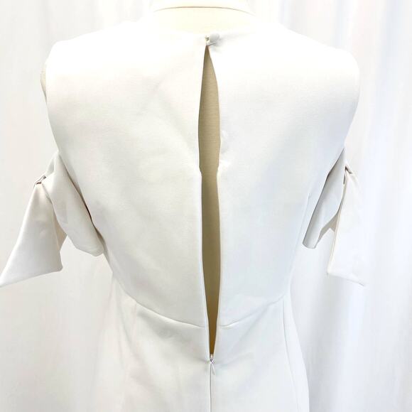 NEW Milly Womens 12 Tie Mod Dress White Cold Shoulder‎ Wedding Bridal Elopement - Picture 5 of 13